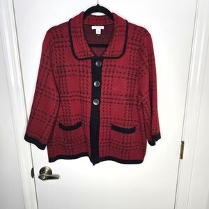 Mercer Street Studio Red and Black Plaid Cardigan XL